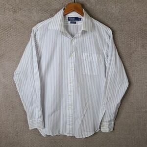 Polo Ralph Lauren Curham Shirt Mens 16 34/35 White Blue Striped Button Down VTG